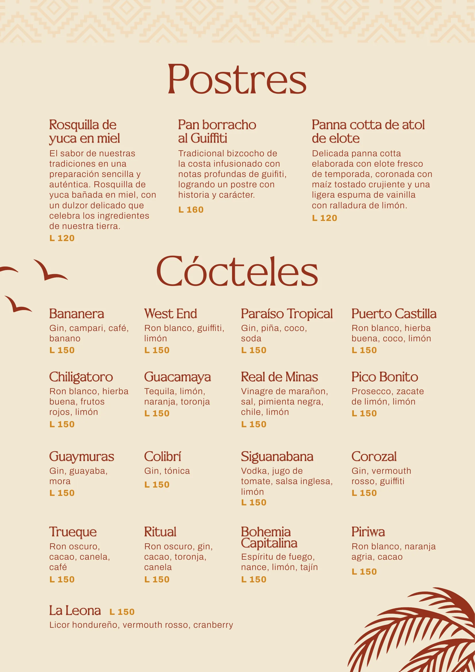Postres y cócteles