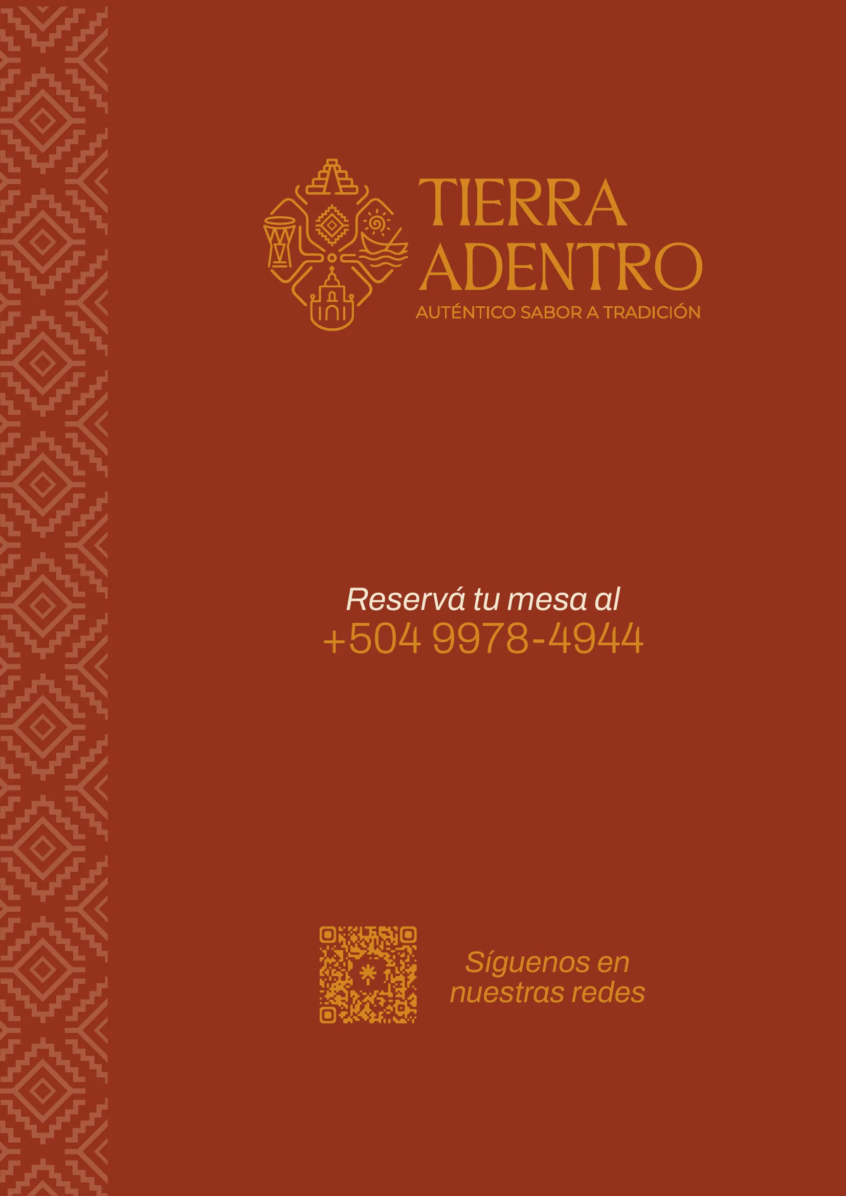Contraportada: reservá tu mesa al +504 9978-4944
